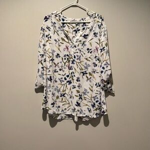 White with floral pattern tunic blouse
